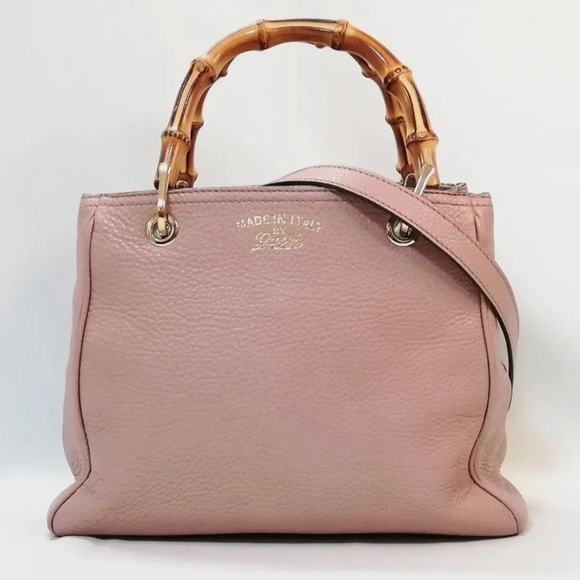 Gucci Handbags - Gucci Pink Shoulder Bag with Bamboo Handle 2 Way Authentic